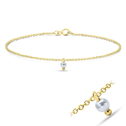 Cute White Pearl Silver Gold Plated Anklet ANK-576-GP